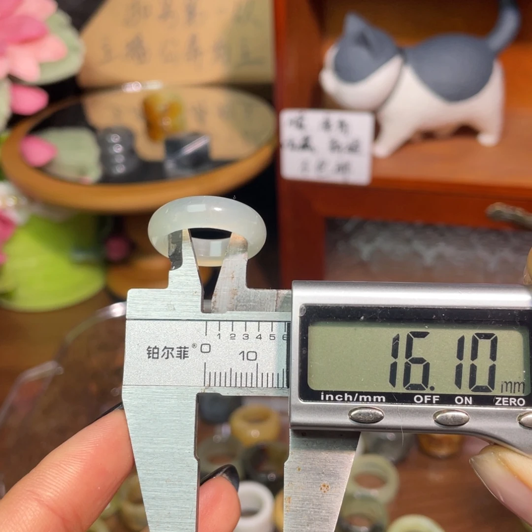 蛇纹石玉合金戒指4-16.1