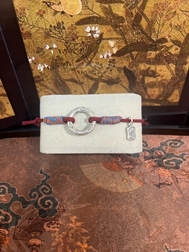 足银手链 足银999银饰手链 乾坤圈 古法做旧