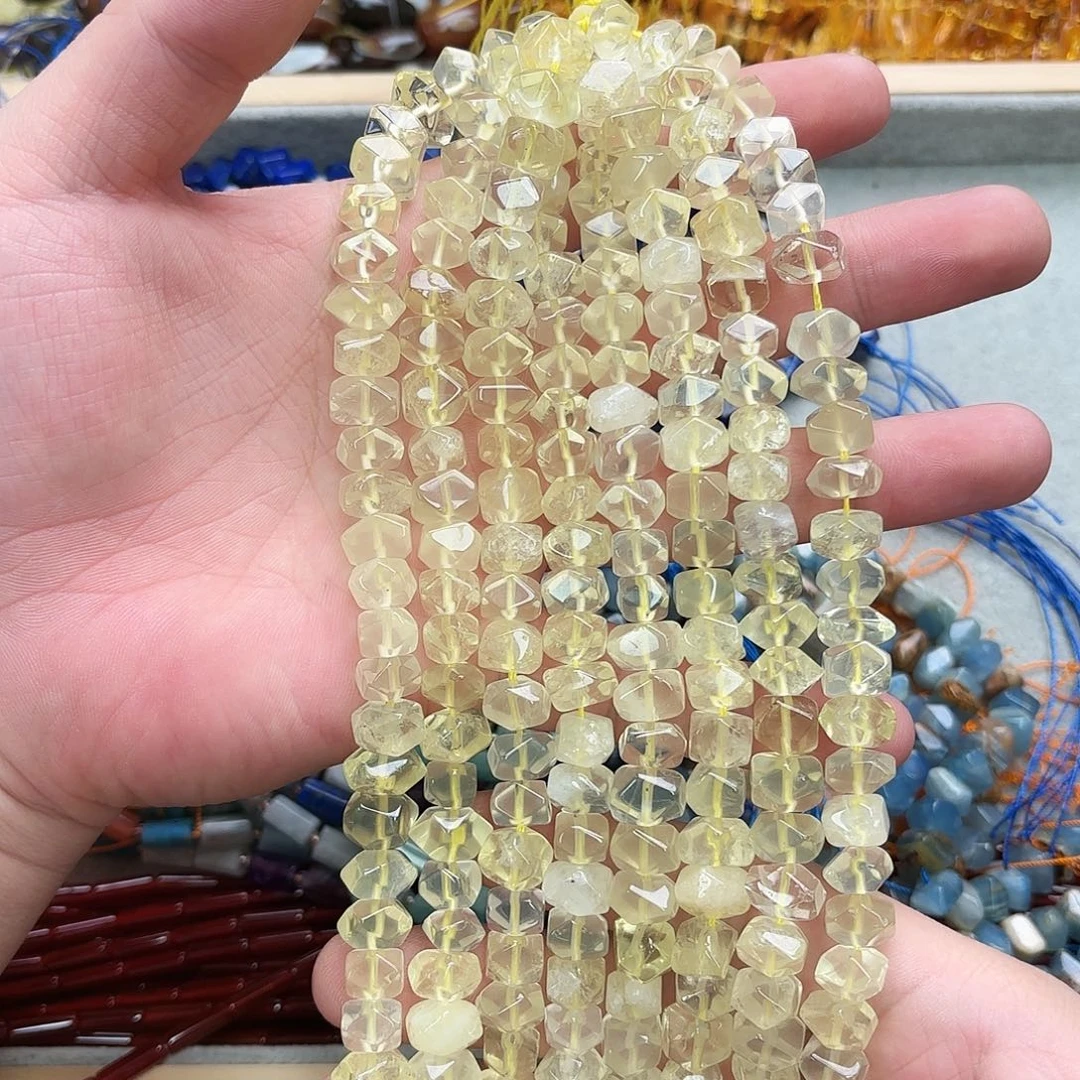 玛瑙/玉髓未镶嵌珠宝半成品卡十柠檬晶冲角短条