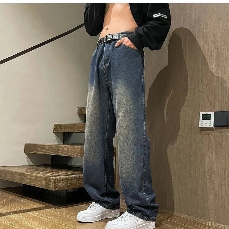 海澜之家运动同款美式复古夏季新款牛仔裤直筒男士阔腿高街