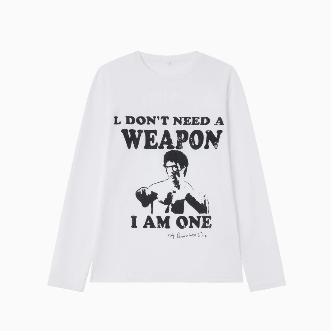 【断货王】白色慵懒风印花长袖T裇宽松休闲氛围感上衣