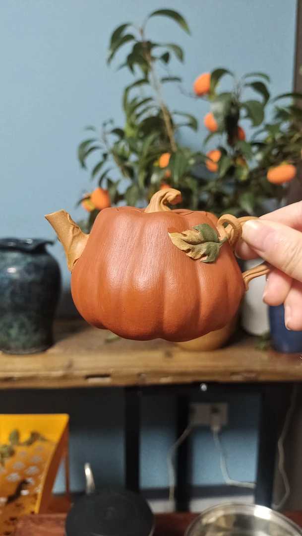 宜兴原矿紫砂收藏级别精品仿生南瓜超薄胎手工制作可把玩可养批发