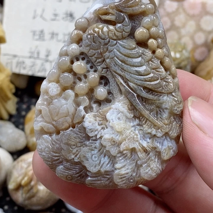 颈饰未镶嵌硅化珊瑚（珊瑚玉）