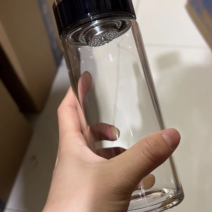 玻璃杯4104101200蓝色玻璃杯单层烫手➕杯套