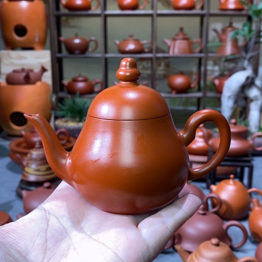 紫砂茶壶荣记大红袍朱泥葫芦梨壶110cc