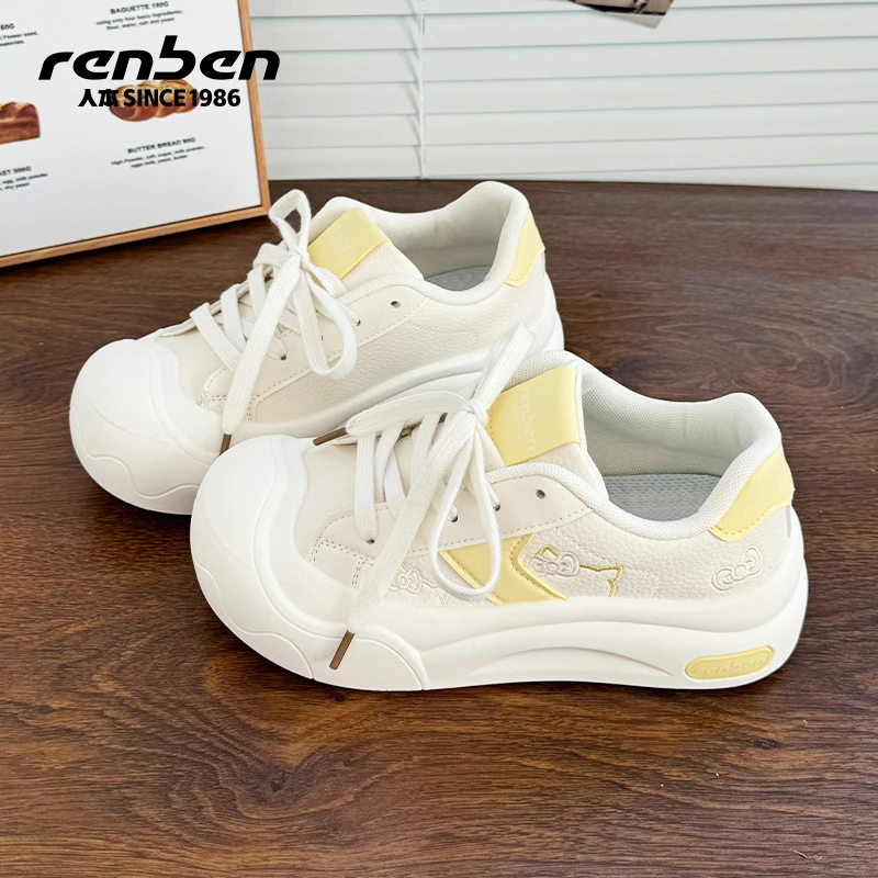 人本官方旗舰店2025四季复古透气低跟时尚休闲鞋小众韩版ins风