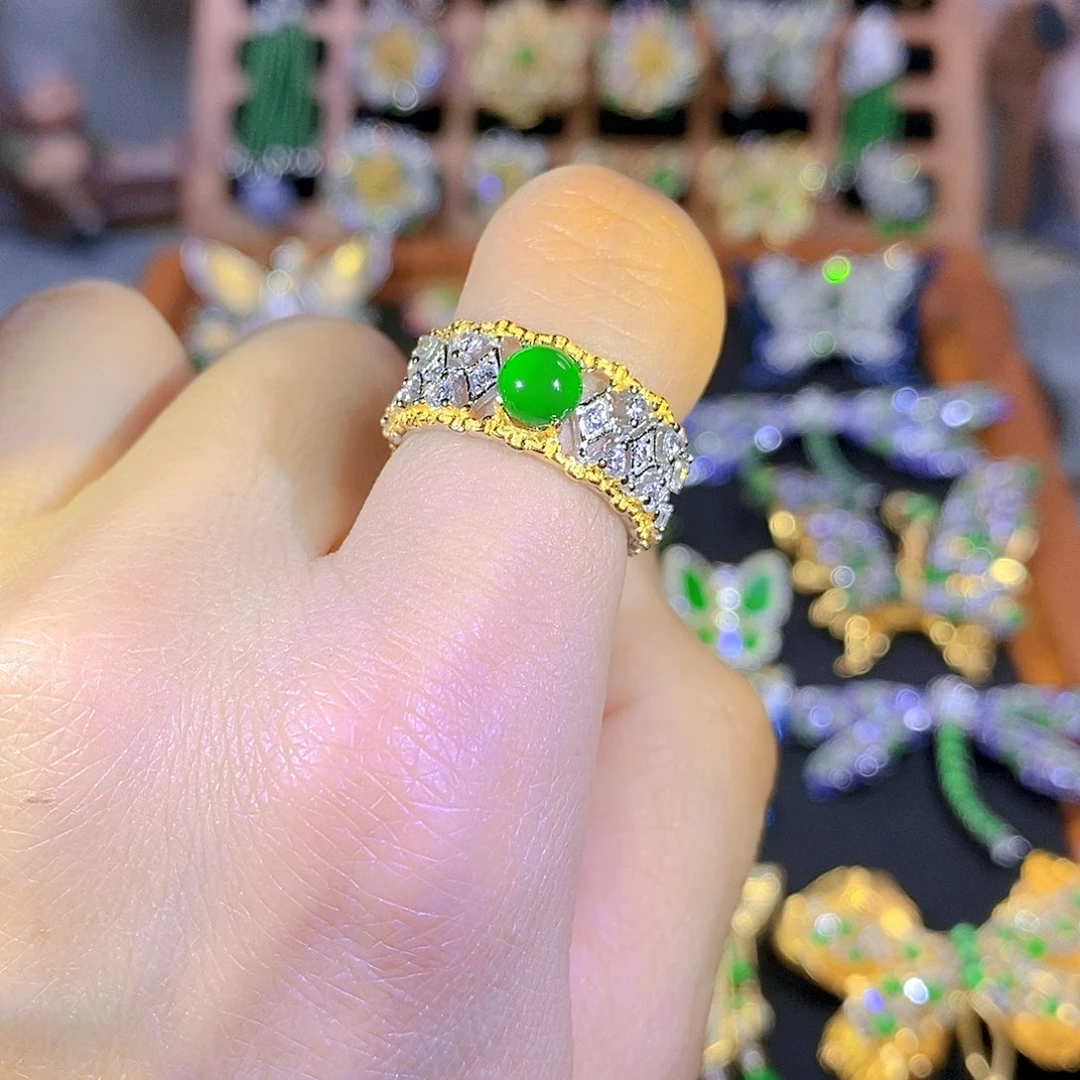 吊坠(不含链)银S925镶嵌翡翠