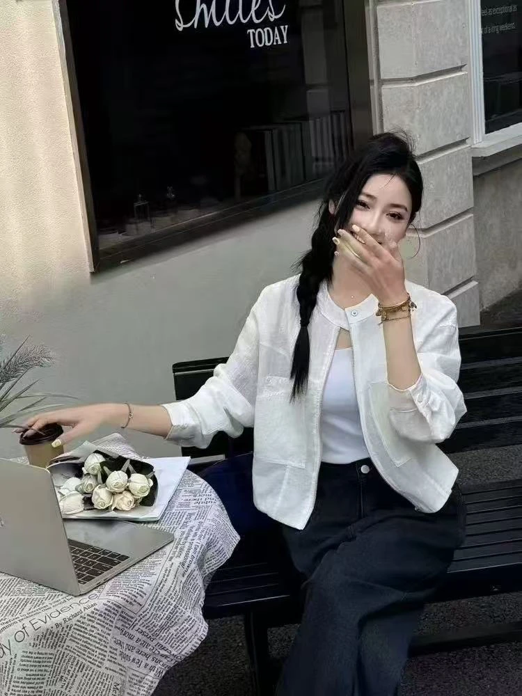 欧洲站2025夏新款宽松小个子休闲轻薄透气长袖外套女短款防晒上衣
