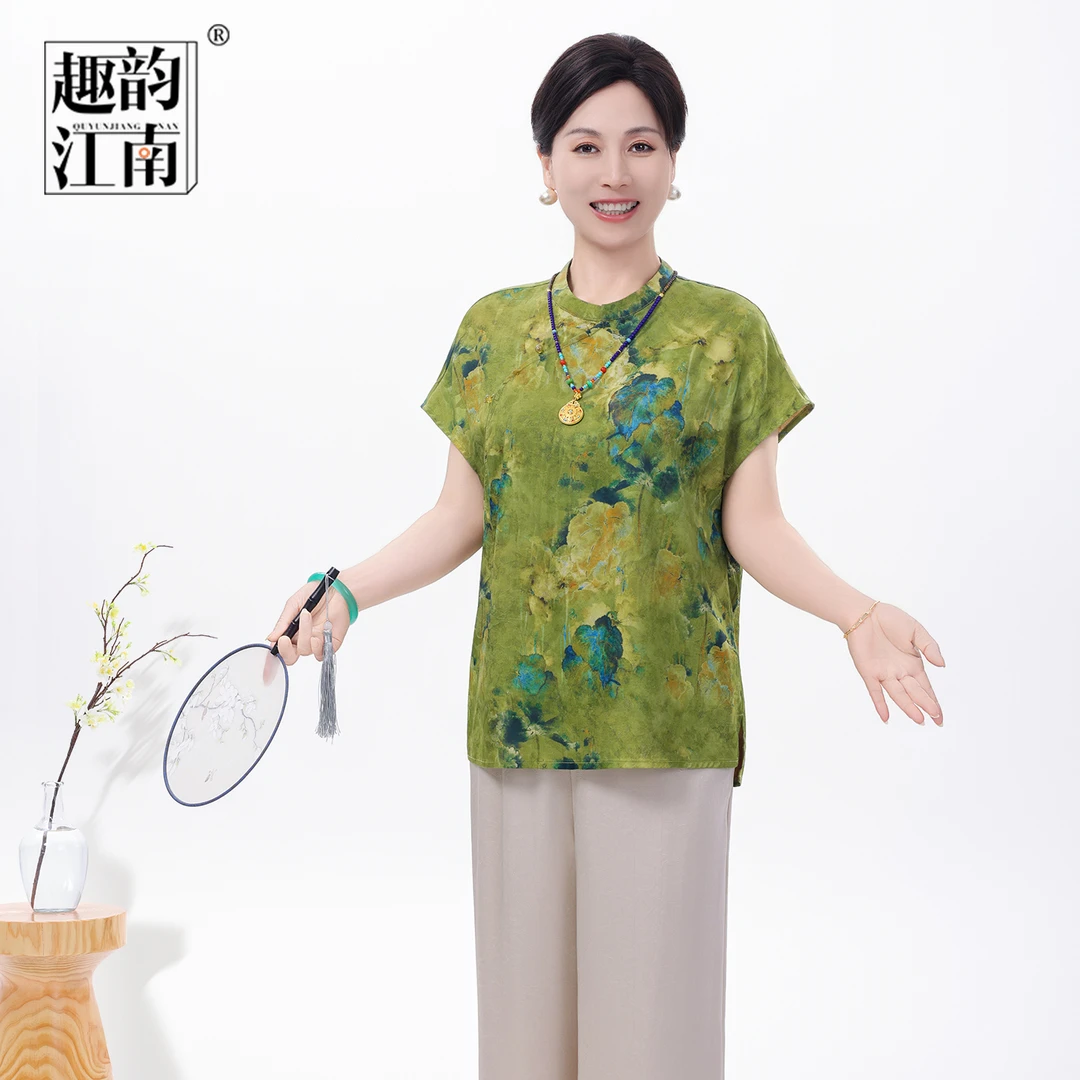 趣韵江南新中式复古妈妈装碎花气质中老年女装2025夏季新款套装
