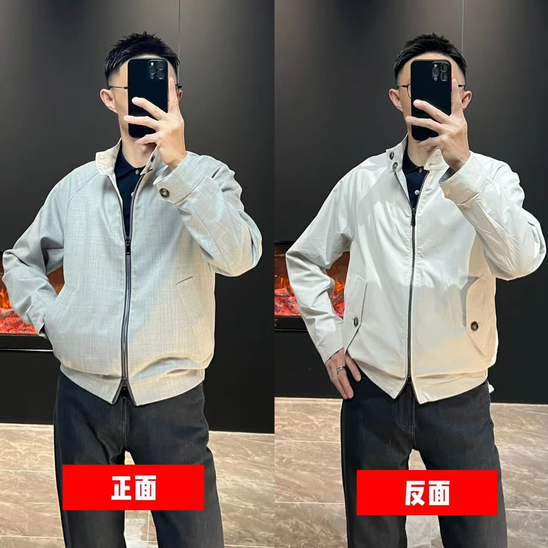 【净奢】25春 B**S 美*利诺羊*毛混纺双面穿哈灵顿休闲夹克外套男