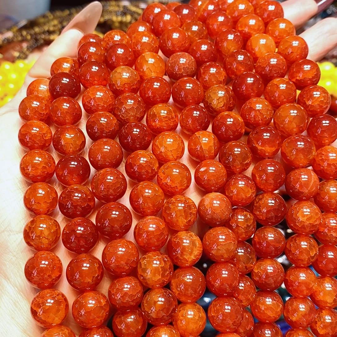 玛瑙/玉髓未镶嵌珠宝半成品龙鳞红玛瑙一条12mm