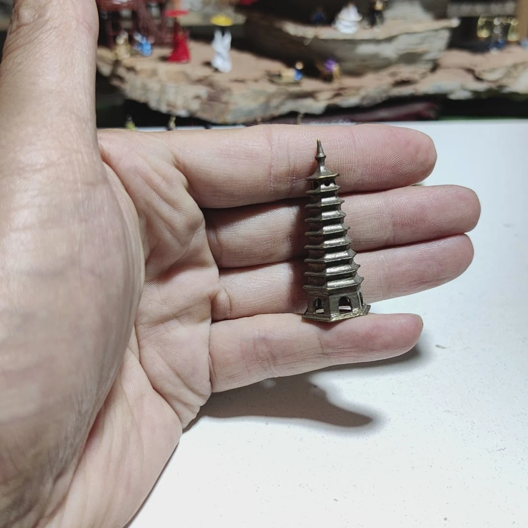 鸡***生黄铜盆景假山摆件造景摆件