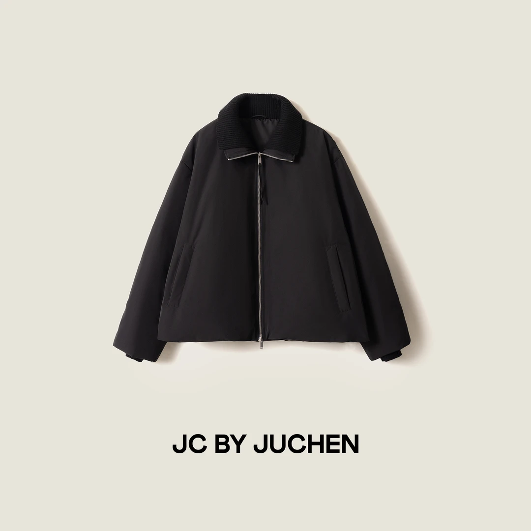 “冬夜守望者”酷飒针织双立领高蓬保暖廓形90鹅绒外套 FW114001-22