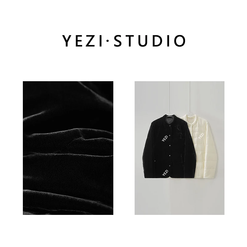 【黑天鹅】百百桑蚕丝轻奢温润丝绒90三花白鹅绒立领羽绒服25408009