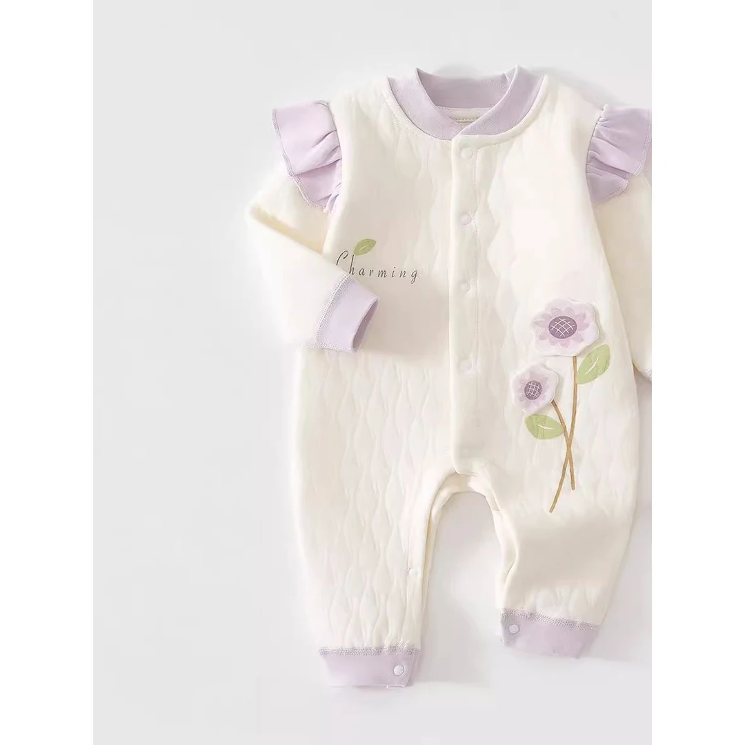 【万达撤柜】婴儿衣服春秋款夹棉连体衣宝宝秋装保暖内衣