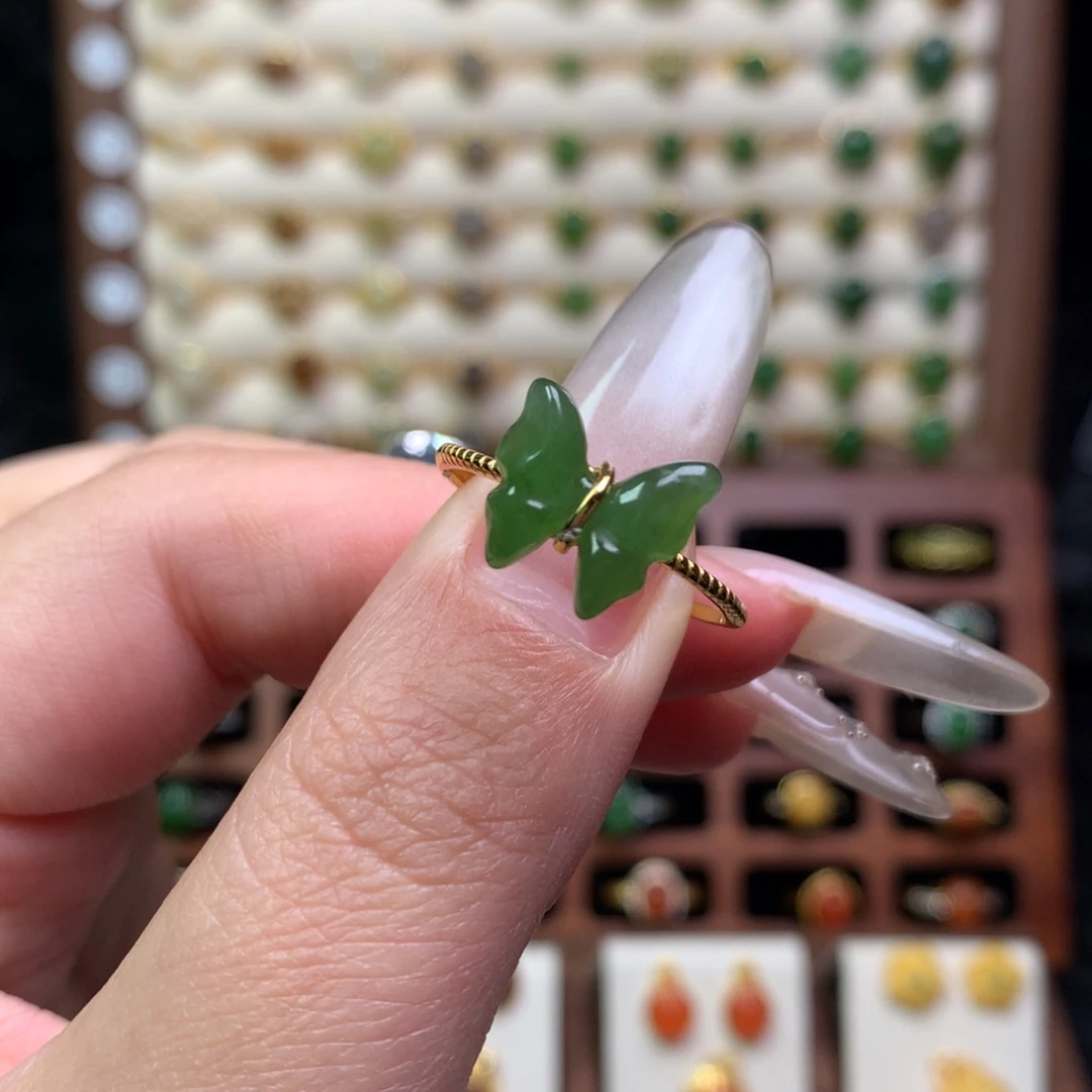 和田玉银S925镶嵌戒指