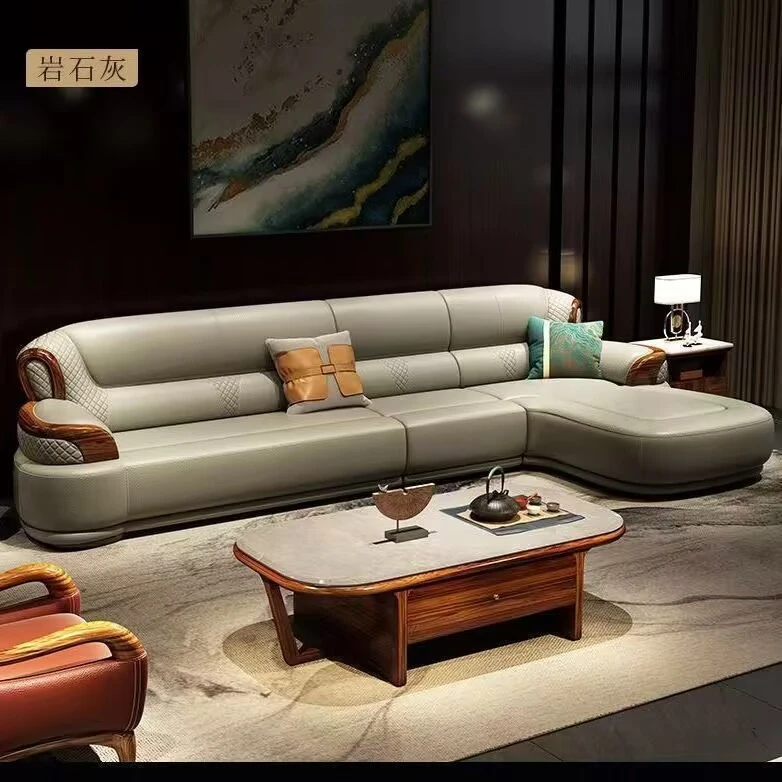 新中式转角沙发真皮皮艺沙发极简皮沙发美式意式客厅头层牛皮