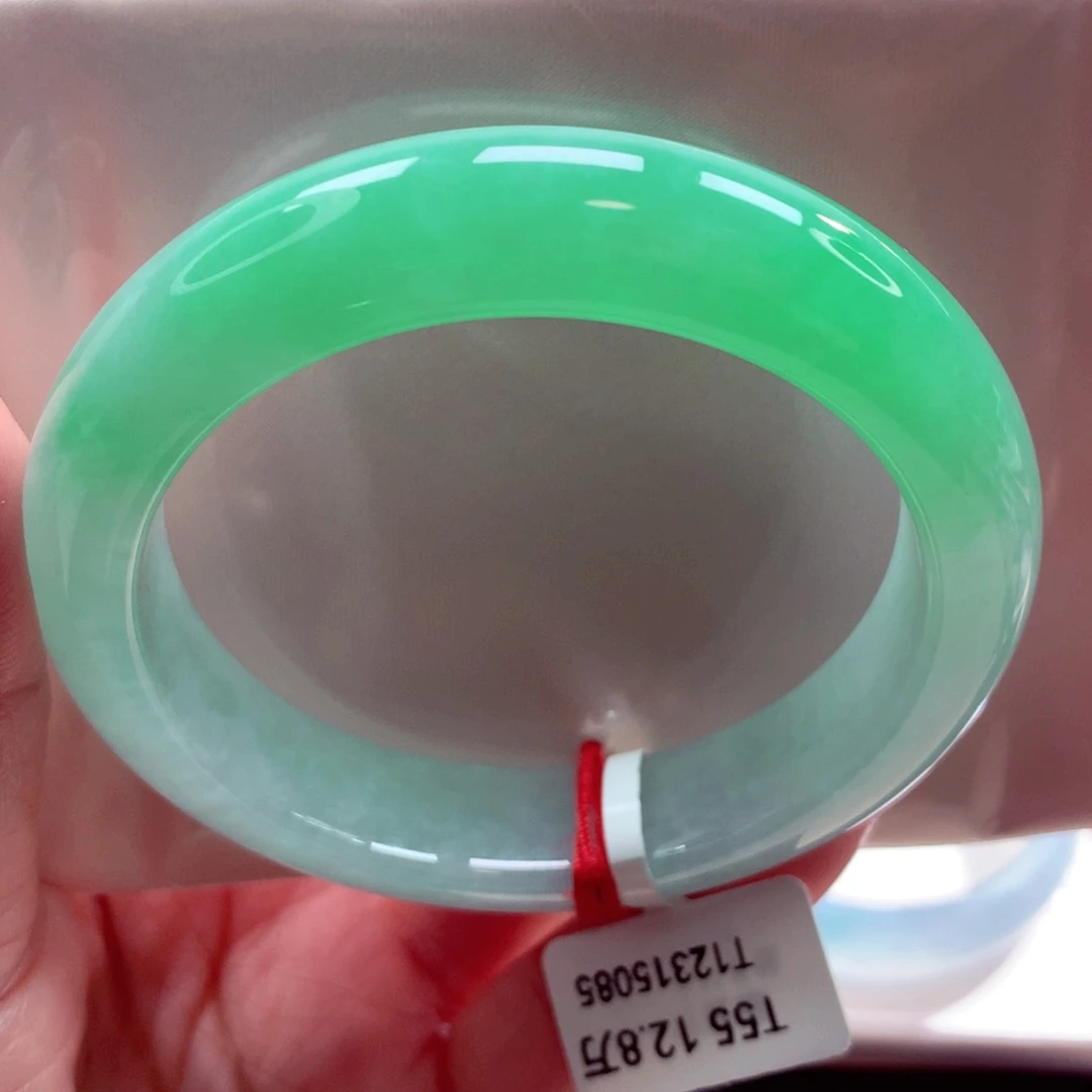 未镶嵌手镯翡翠55正圈冰甜阳绿（21号）