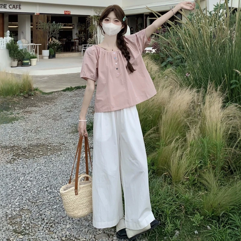 小个子欧若风短款上衣新款泡泡气质短袖衬衫女夏季法式时尚娃娃衫