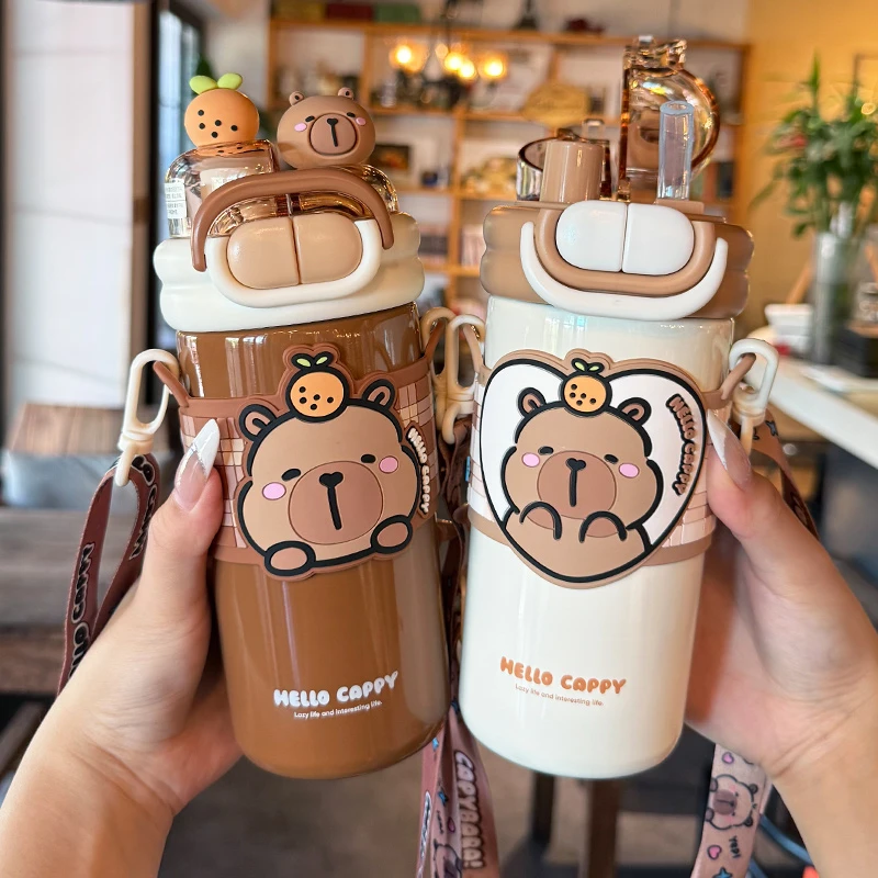 可爱便携儿童保温杯学生上学专用双饮吸管杯高颜值女生水杯少女心