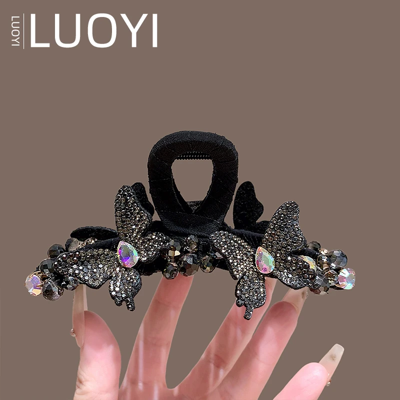 13厘米2025新款超大号水晶抓夹蝴蝶结女洋气轻奢发夹高端盘发头饰