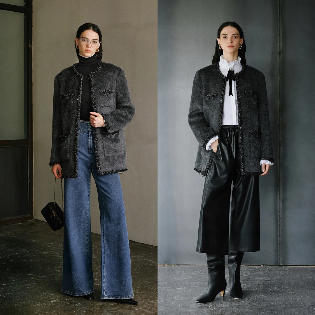 LYNEE【金标系列】新 澄境 小香风苏力外套女羊驼毛大衣LGD2FAW108