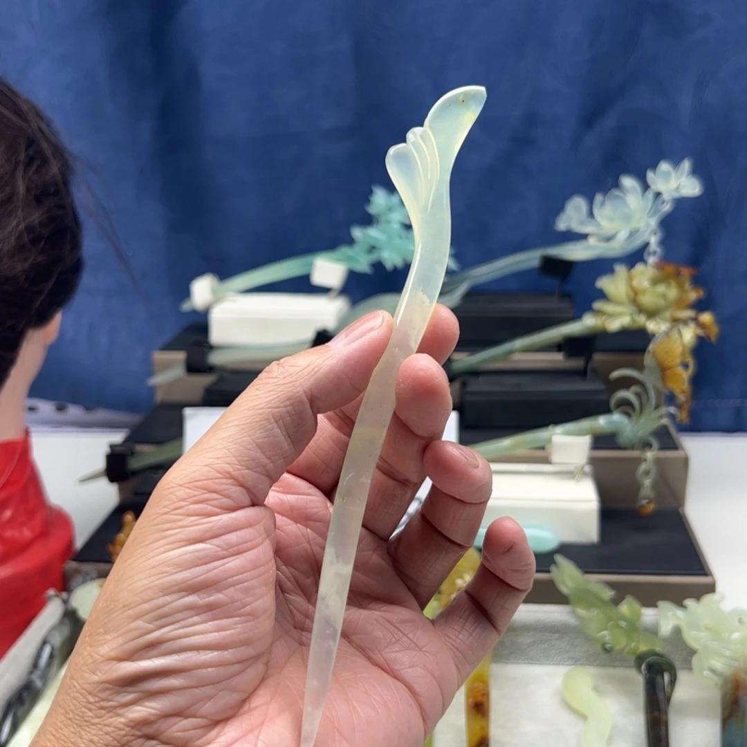 蛇纹石玉未镶嵌福利发簪夜*