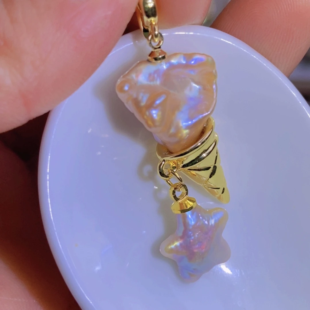 银S925镶嵌天然淡水珍珠淡水珍珠