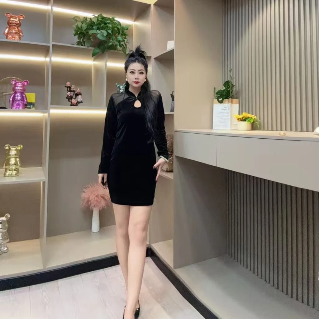 冬季连衣裙-冠 7005时尚潮流收腰显瘦拼接款胖MM大码女装新款