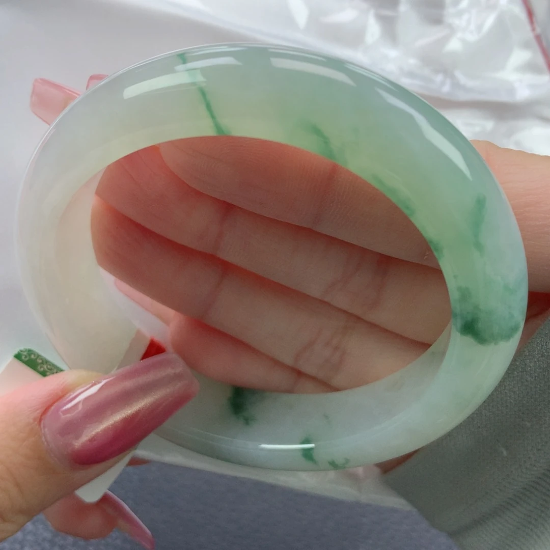 翡翠手镯未镶嵌缅甸天然翡翠A货56.6贵妃