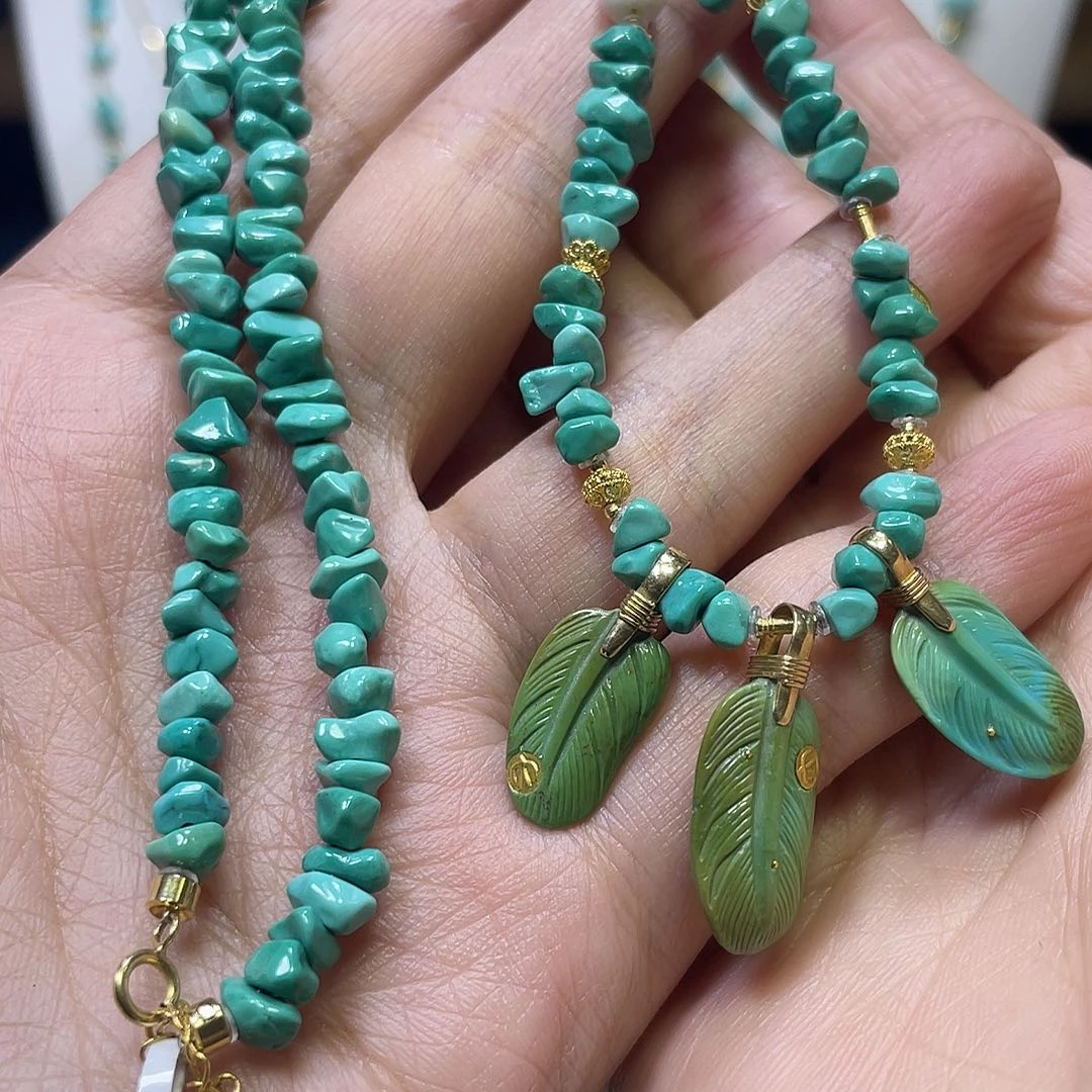绿松石18K金镶嵌锁骨链