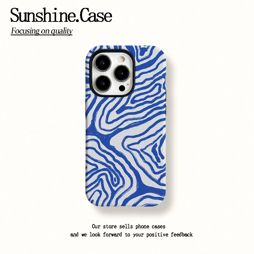 菲林二合一适用苹果华为vivo小米oppo手机壳菲林蓝纹16PRO