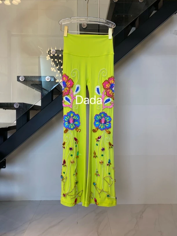 Dada设计款新款重工个性款休闲时尚高腰显瘦打底喇叭瑜伽裤C11178