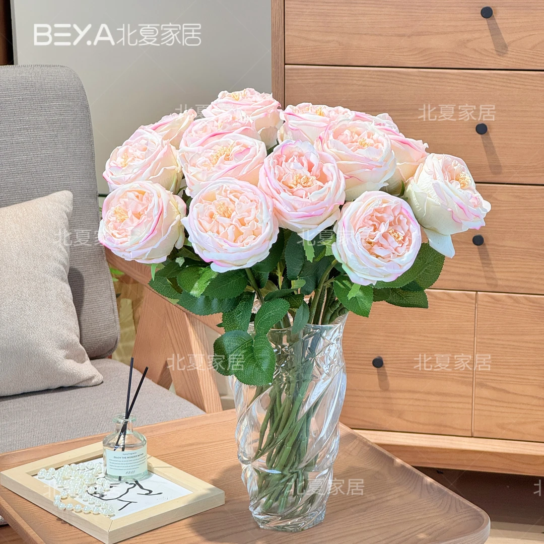 手感保湿玫瑰花奥斯丁玫瑰装饰假花奥斯汀玫瑰花客厅仿真花摆件