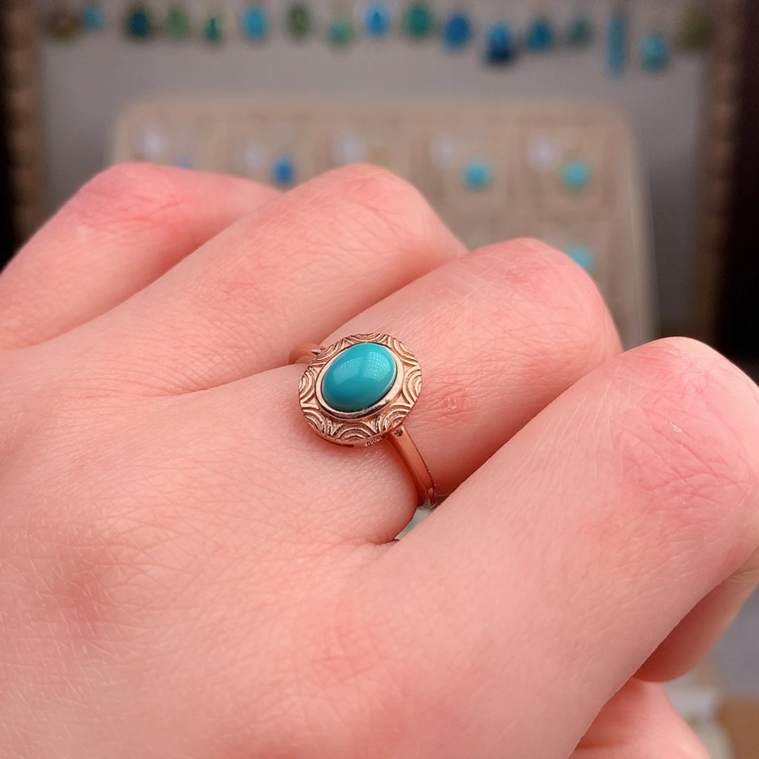 绿松石戒指银S925镶嵌