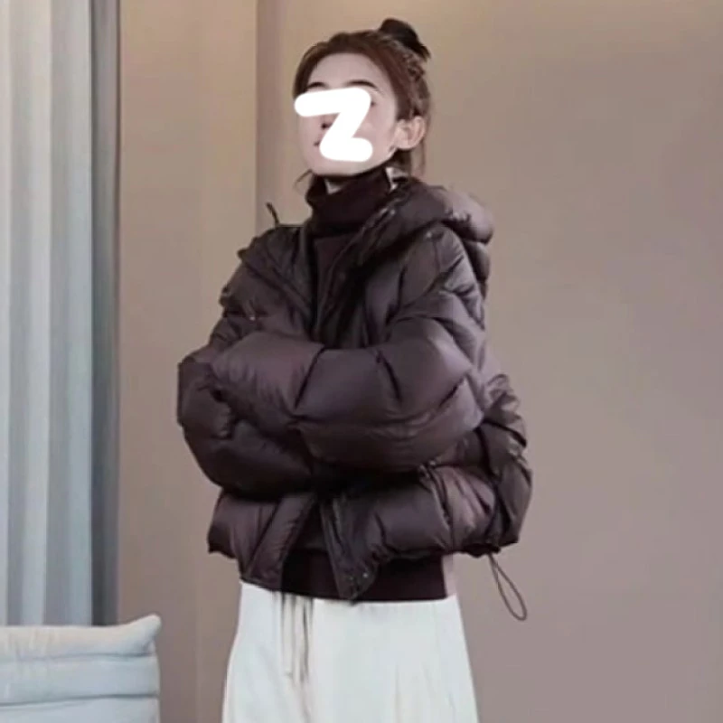 韩系超好看连帽棉服女款冬季宽松加厚面包服小众百搭短款加棉外套