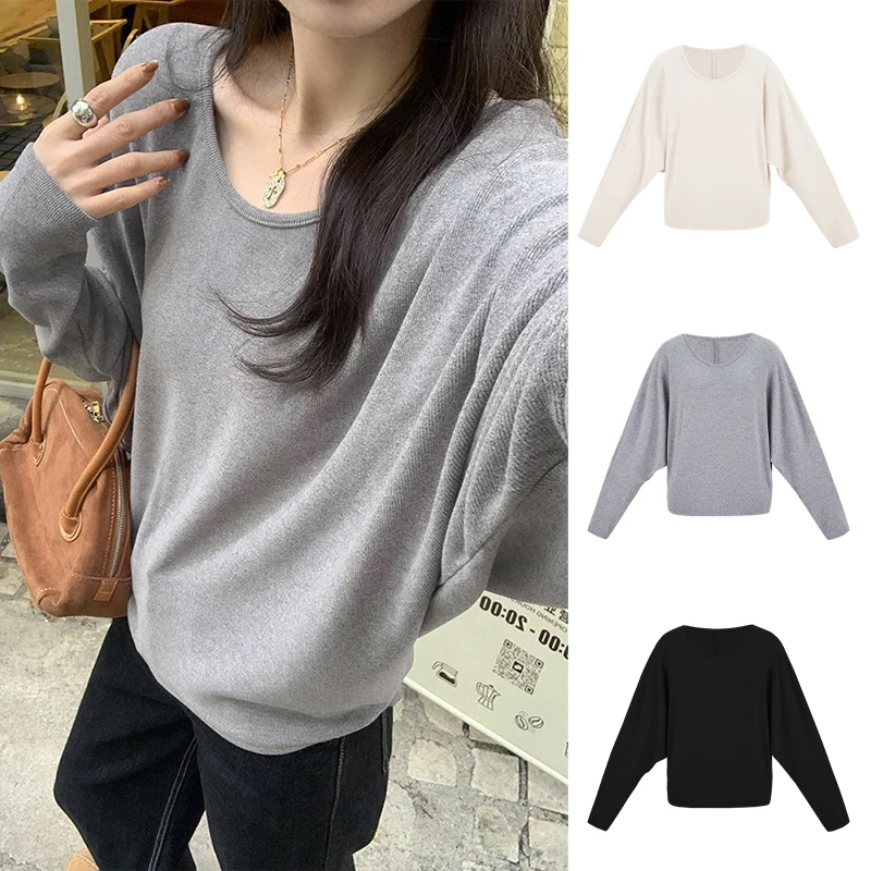 Moses Queen/魔西女王蝙蝠袖气质上衣慵懒宽松显瘦长袖T恤打底衫