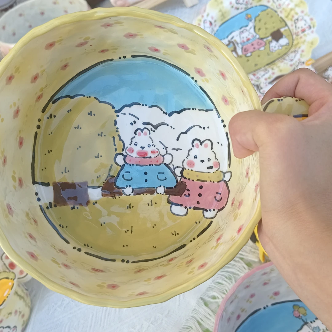 景德镇特色陶瓷兔兔泡面碗