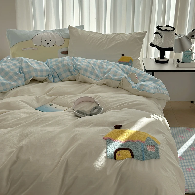 ins小清新可爱四件套床上用品宿舍三件套毛巾绣床单被套少女心