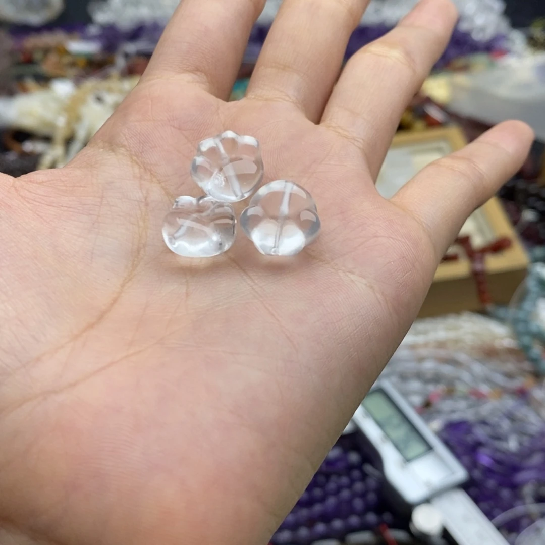 玛瑙/玉髓未镶嵌珠宝半成品一个净体白水晶猫爪13mm