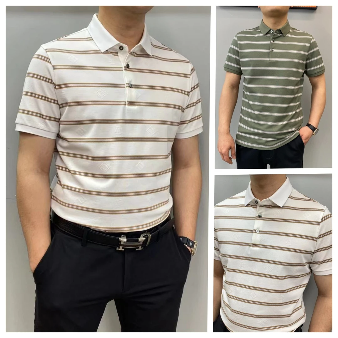 杰克朗博夏季男士休闲T恤商务夏季翻领polo桑蚕丝83008