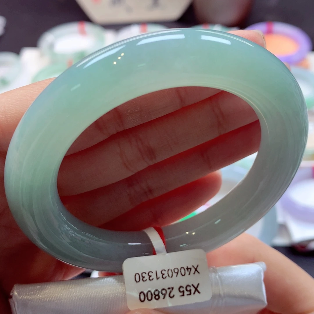 翡翠手镯未镶嵌16圆条77