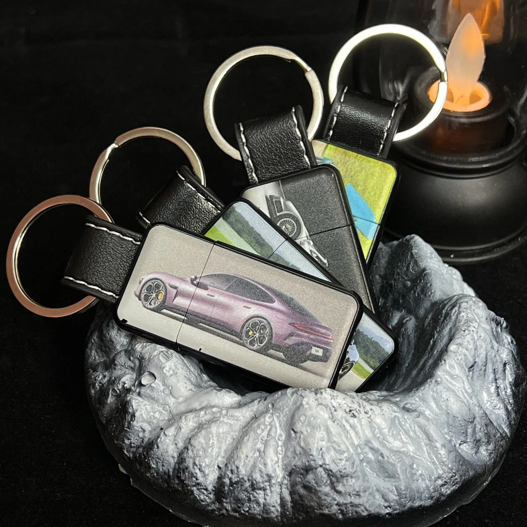 爆款彩印翻盖轻奢打火机可充气耐用实用高颜值兰博基尼打火机