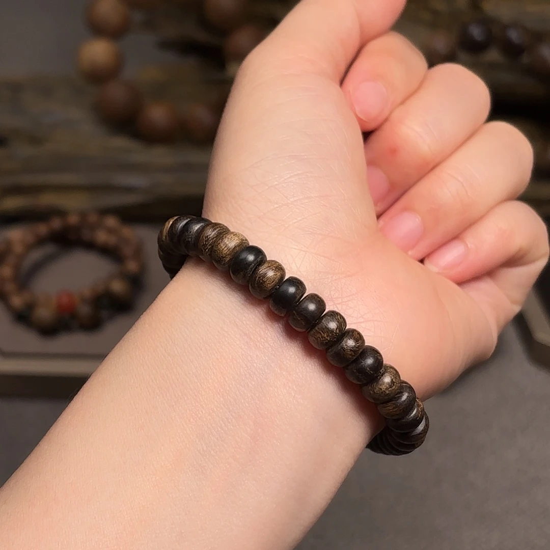沉香手串越南富森红土瘤疤算盘珠5×8