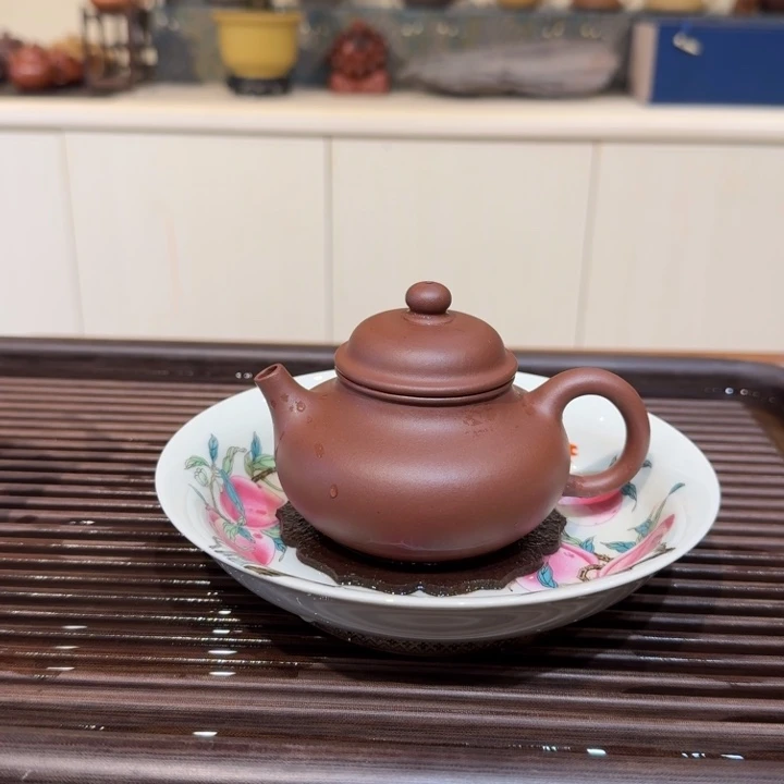 紫砂茶壶容天底槽青全手工