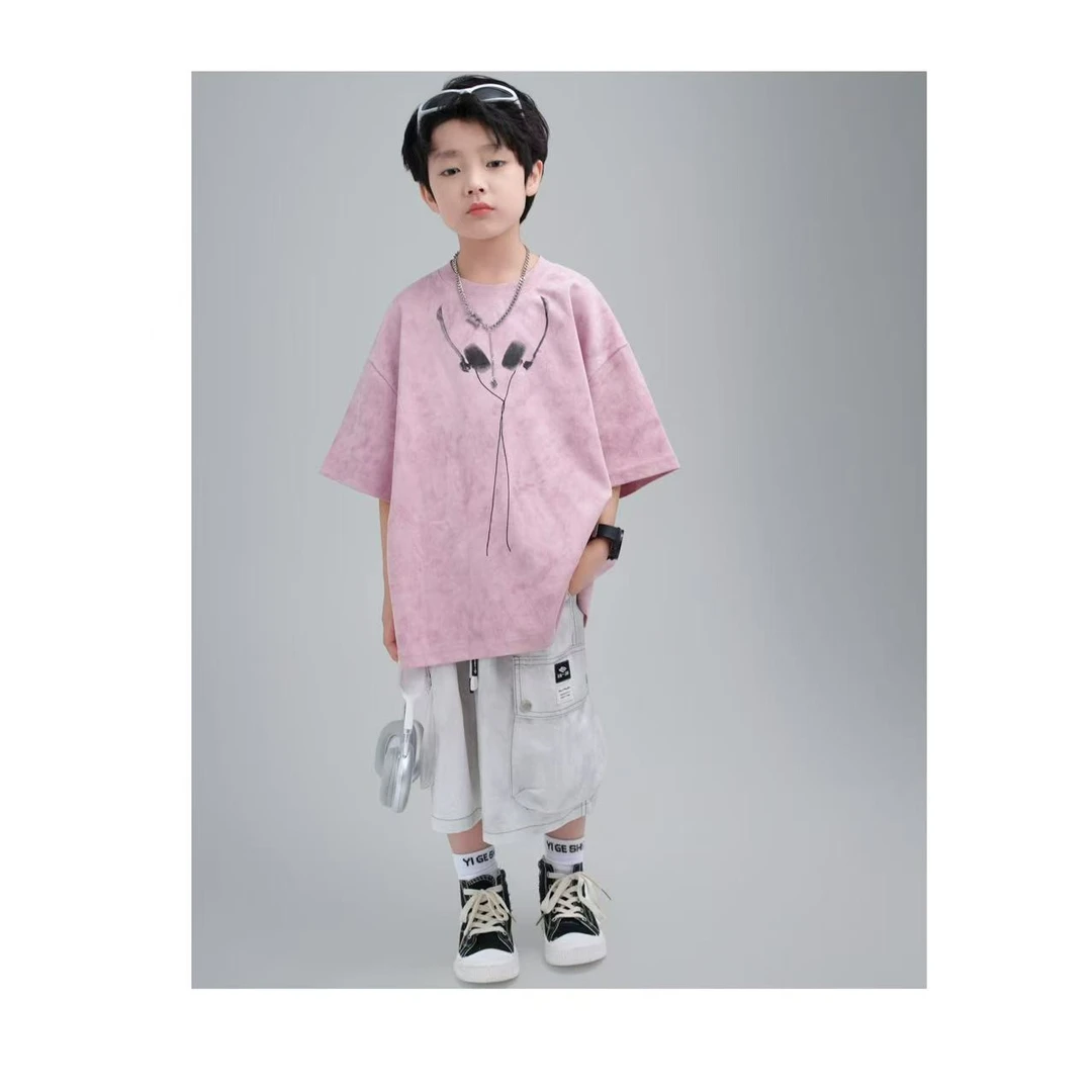 【年中清货】T恤扎染韩版男女童透气时尚中大童男童短袖T恤YG6923