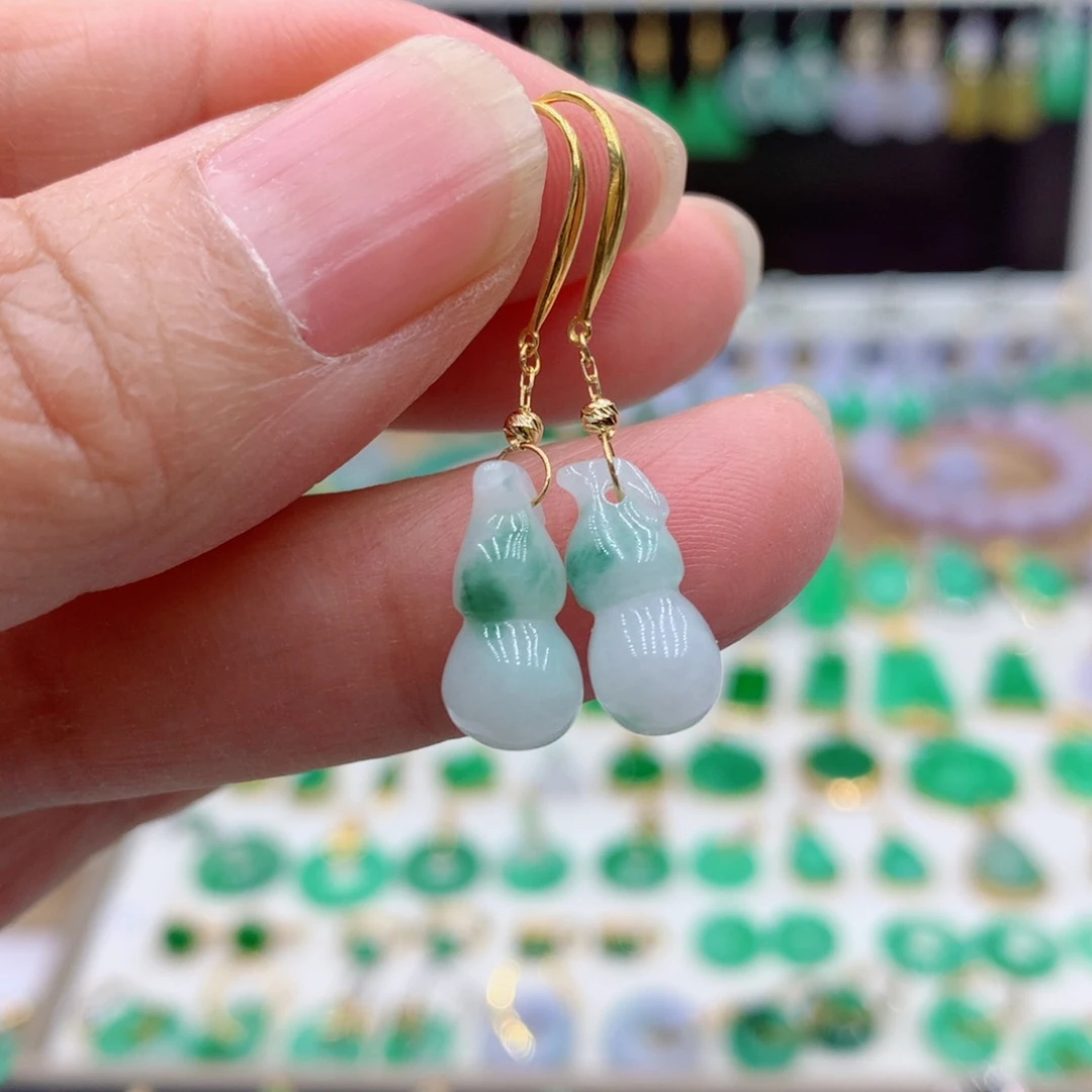 翡翠18K金镶嵌耳饰