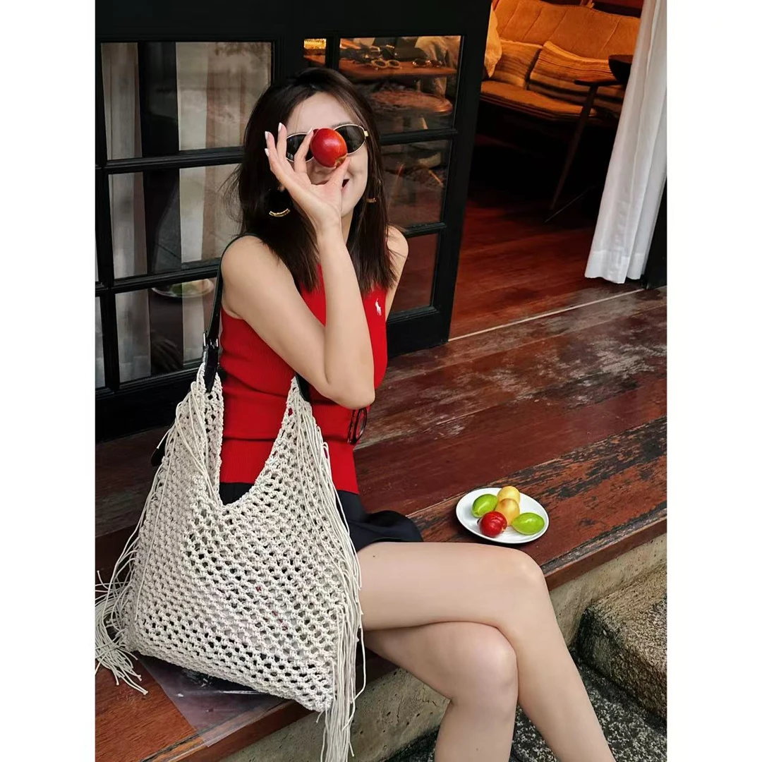 【25夏季】手工编织时尚沙滩度假单肩包E195