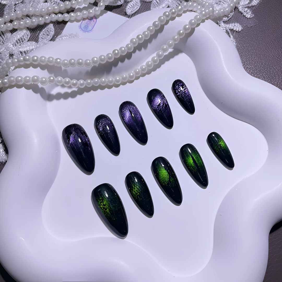 A1609『娜迦之眼』甜酷千金蕾丝网格酷黑眼睛纯手工制作穿戴甲