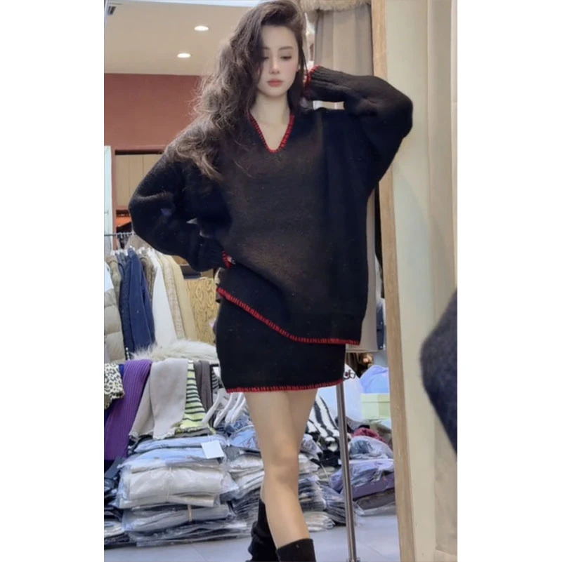 早春一整套女装2025新款韩版气质时尚显瘦针织洋气百搭半裙两件套